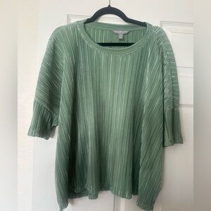Marc New York Women’s Green Pleated Short-Sleeve Top